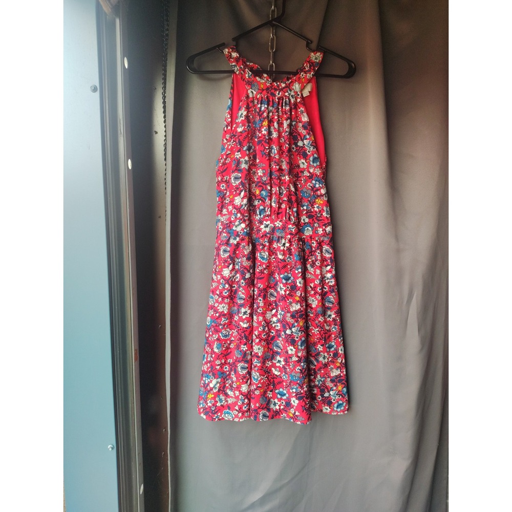 Loft Outlet Womens Red Floral Halter Neck‎ Mini Dress Sleeveless Size S